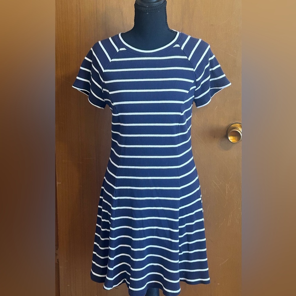 BDG Urban Outfitters‎ Navy and White Striped Ribbed T-Shirt Dress Size Large